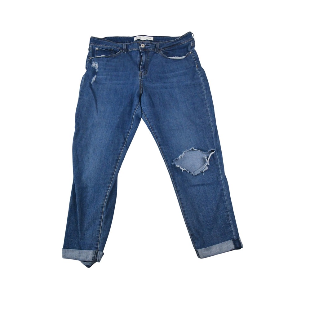 Signature by Levi Strauss Jeans Womens 16 (35x26) Mid Rise Boyfriend Distressed